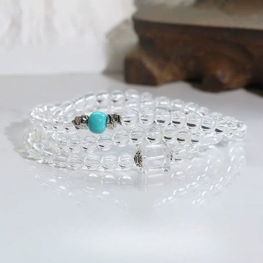 【Pure Angel Seraphina】 -  Clear Quartz with Turquoise Designer Bracelet